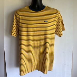 HUF Men's Yellow Striped T-Shirt Men’s Large